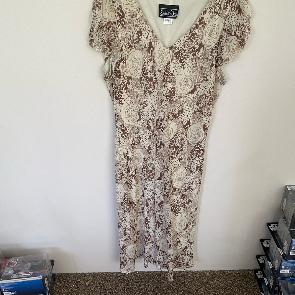 Floral Beige and Brown Dress